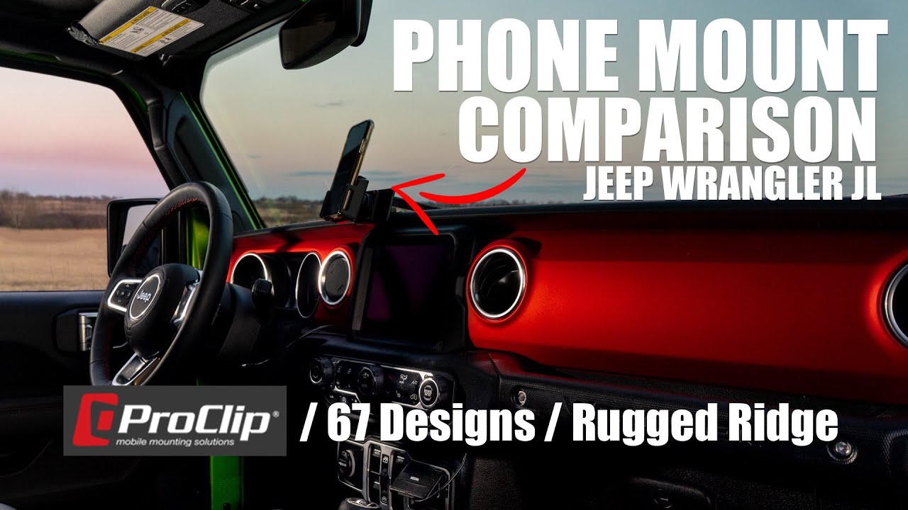 Jeep JL/JT Phone Mount Comparison - ProClip vs 67 Designs vs Rugged Ridge Installed