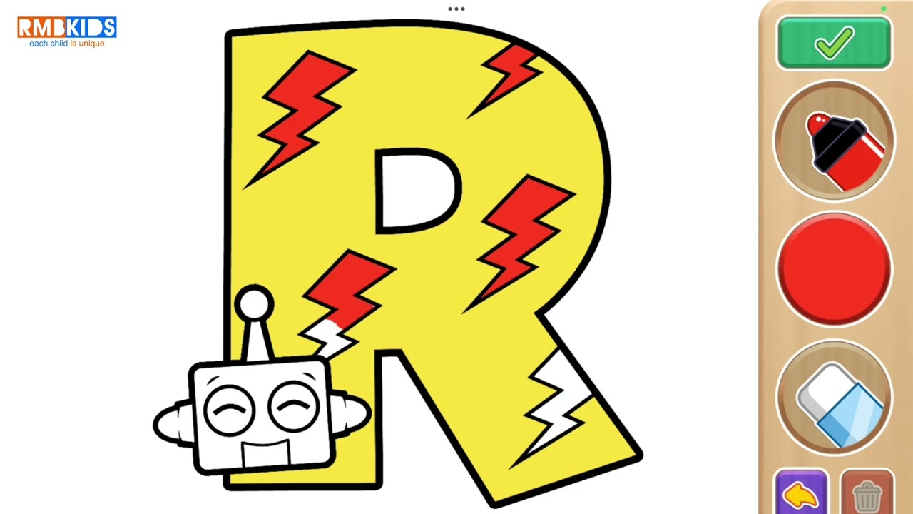 R for Robot 🤖 | Alphabet Drawing & Colouring for Kids | Learn ABC @RmbKids 