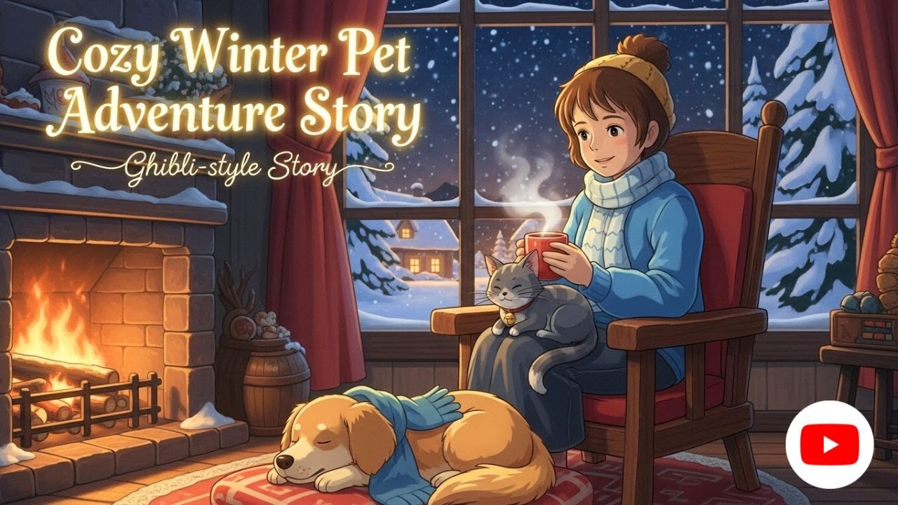 Cozy Winter Adventure Story | My Dog and Cat's Snowy Trip | Animated Ghibli-Style Story In English