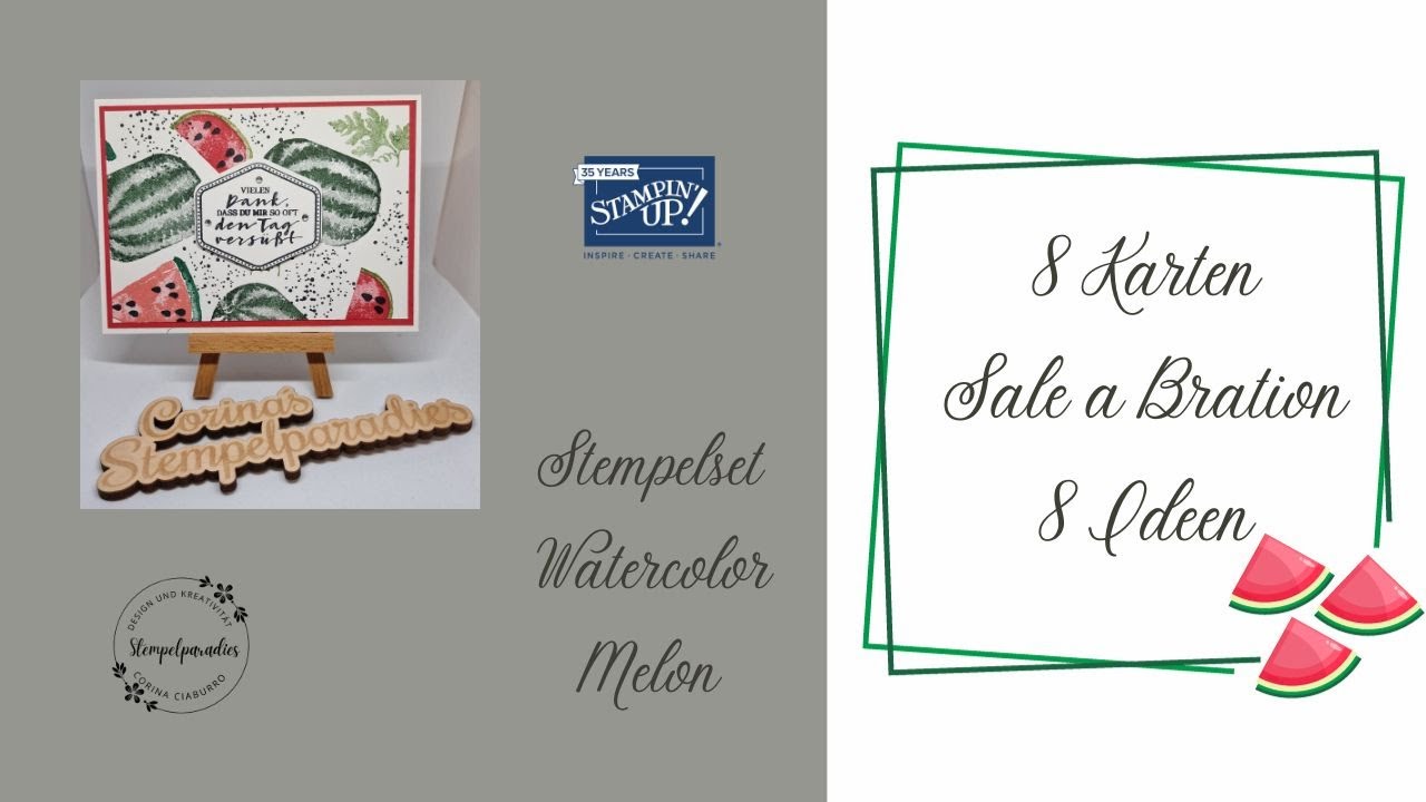 Wassermelonen Karte | Stempelset Watercolor Melon | Stampin ´Up!