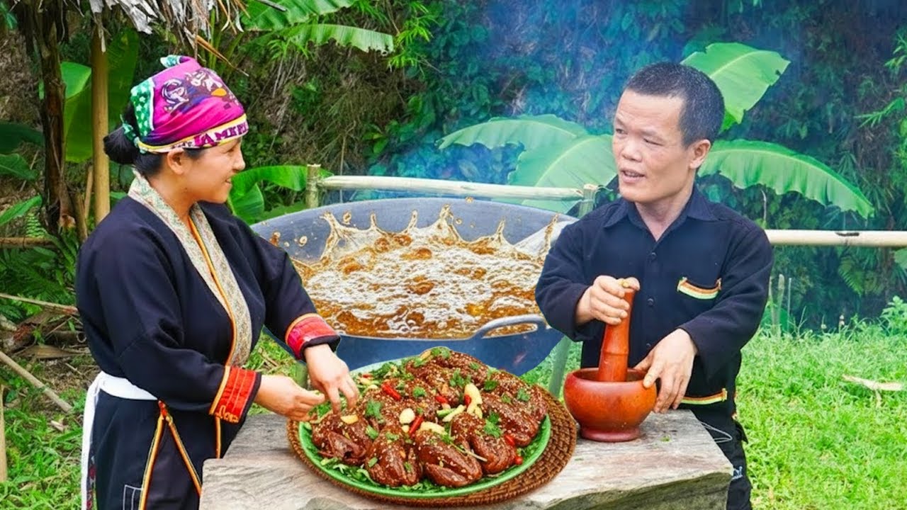 Quail Hunting and Fried Quail Cooking by Dwarf Family | Rural Mukbang Life