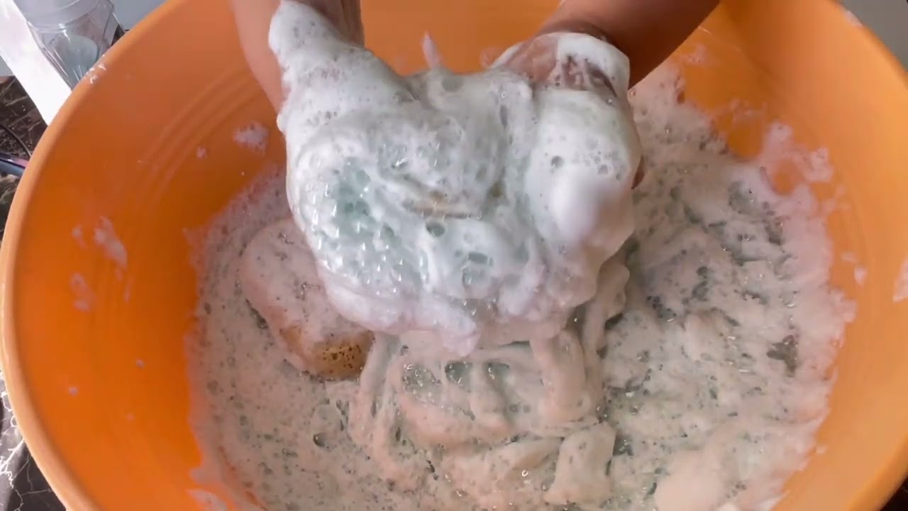 #ASMR * Dish Soap Paste* Sponge Squeezing