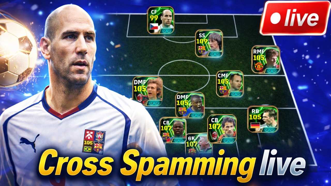 eFootball live || Full on Cross Spam with P2W team || 😱⚽