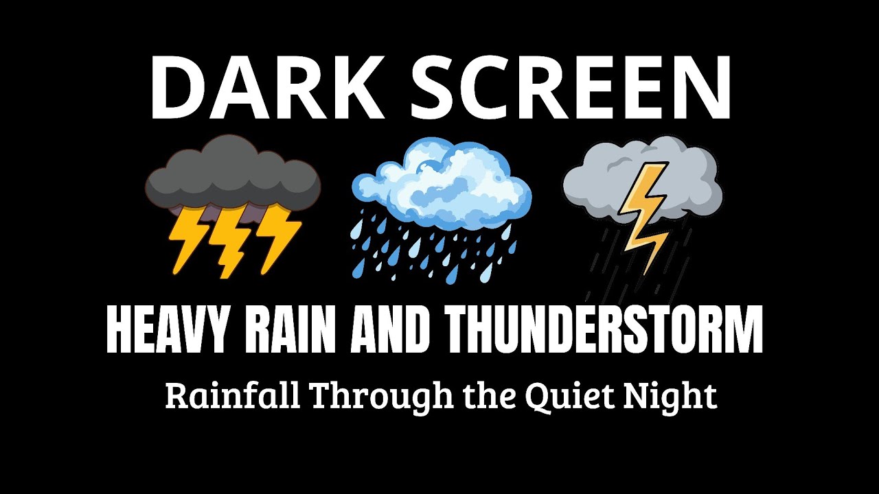 Black Screen Rainstorm | Deep Thunder & Intense Night Rain