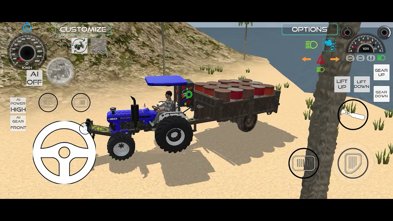 Indian tractor🚜 game and farmtrac 60 to two toli loding dram and travel to mountain area John Deere 