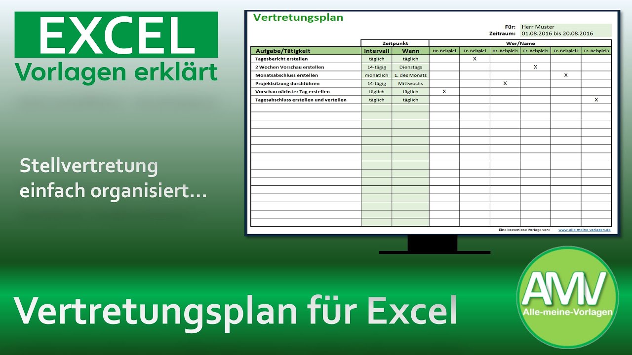 Excel-Vorlage Vertretungsplan – So organisierst du Stellvertretungen einfach und professionell