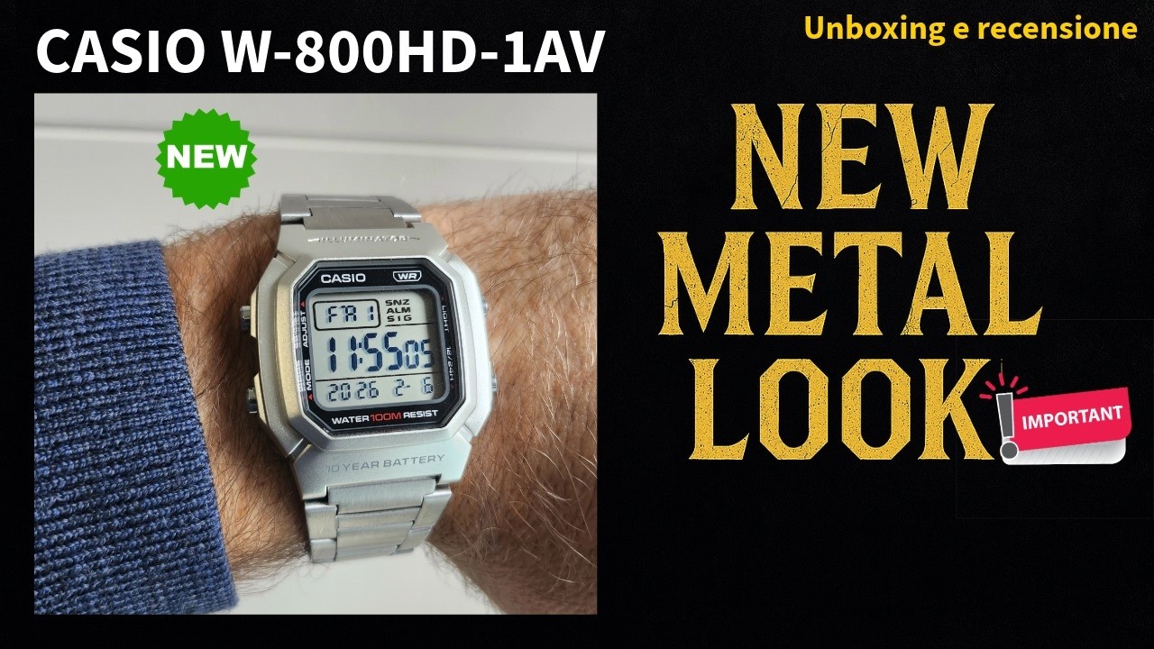 Nuovo Casio W-800HD-1AV: unboxing e recensione della versione metal acciaio di un mito  #casio