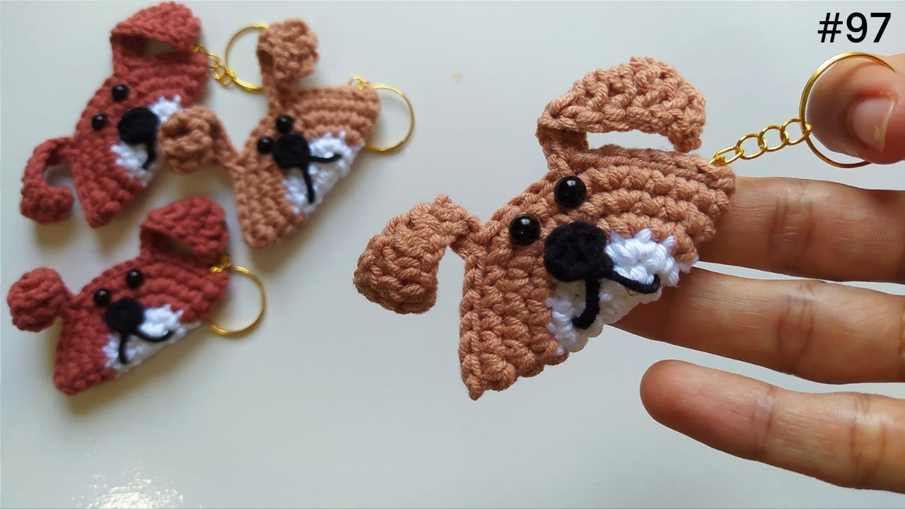 chaveiro de croche cachorro caramelo 🐕