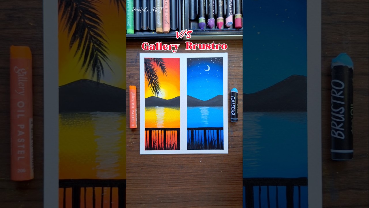 🔥 Gallery vs Brustro battle | which one is better ?  #art #drawing  #painting  #oilpastel