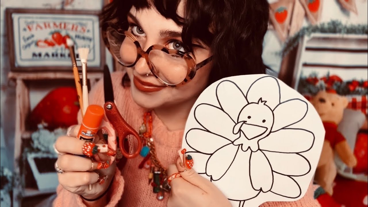 ASMR Autistic Kindergarten Teacher🎨✂️ (Thanksgiving Craft, Stimming, Affirmations)