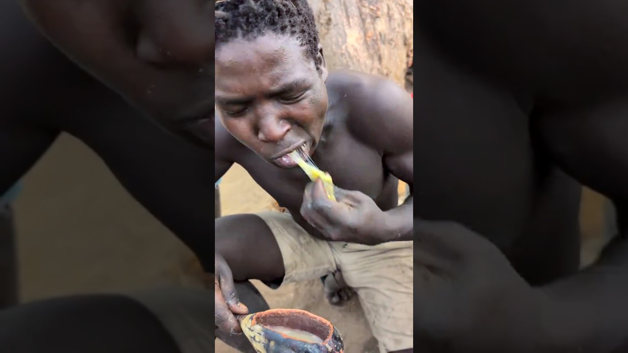 This is incredible delicious Soup Hadza boy having for breakfast