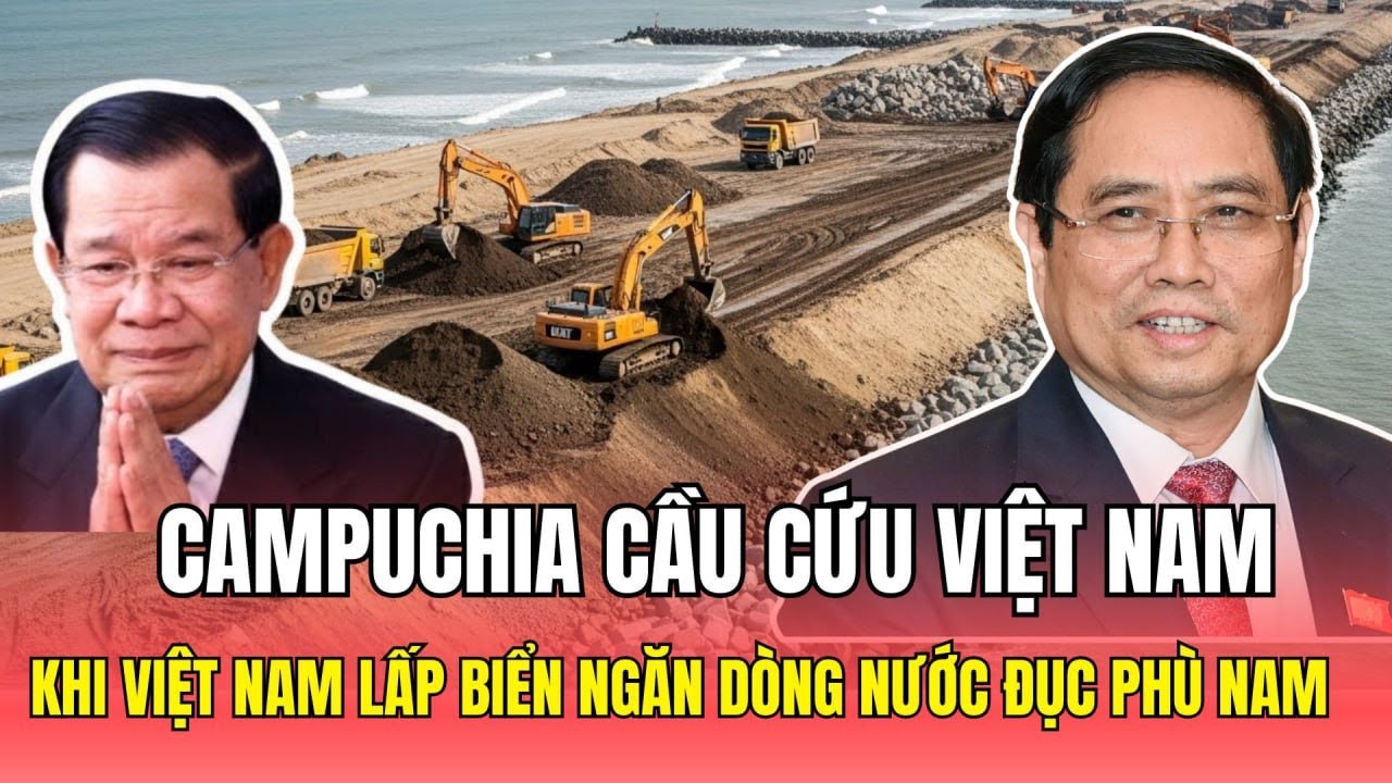 100 Xe Ben Hối Hả San Lấp – Việt Nam Làm Đường Vượt Biển Chặn Nước Đục, Campuchia Lên Tiếng