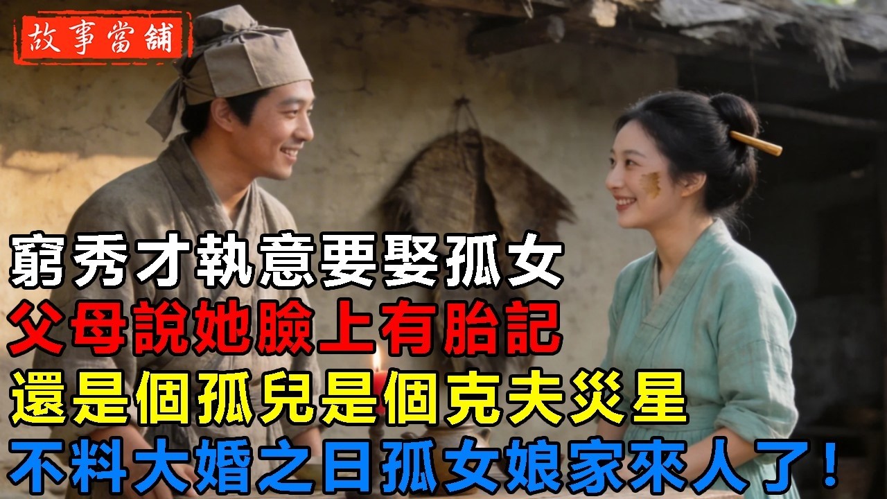 窮秀才執意要娶孤女，父母說她臉上有胎記，還是個孤兒是個克夫災星，不料大婚之日孤女娘家來人了！| 民間故事 | 故事當舖