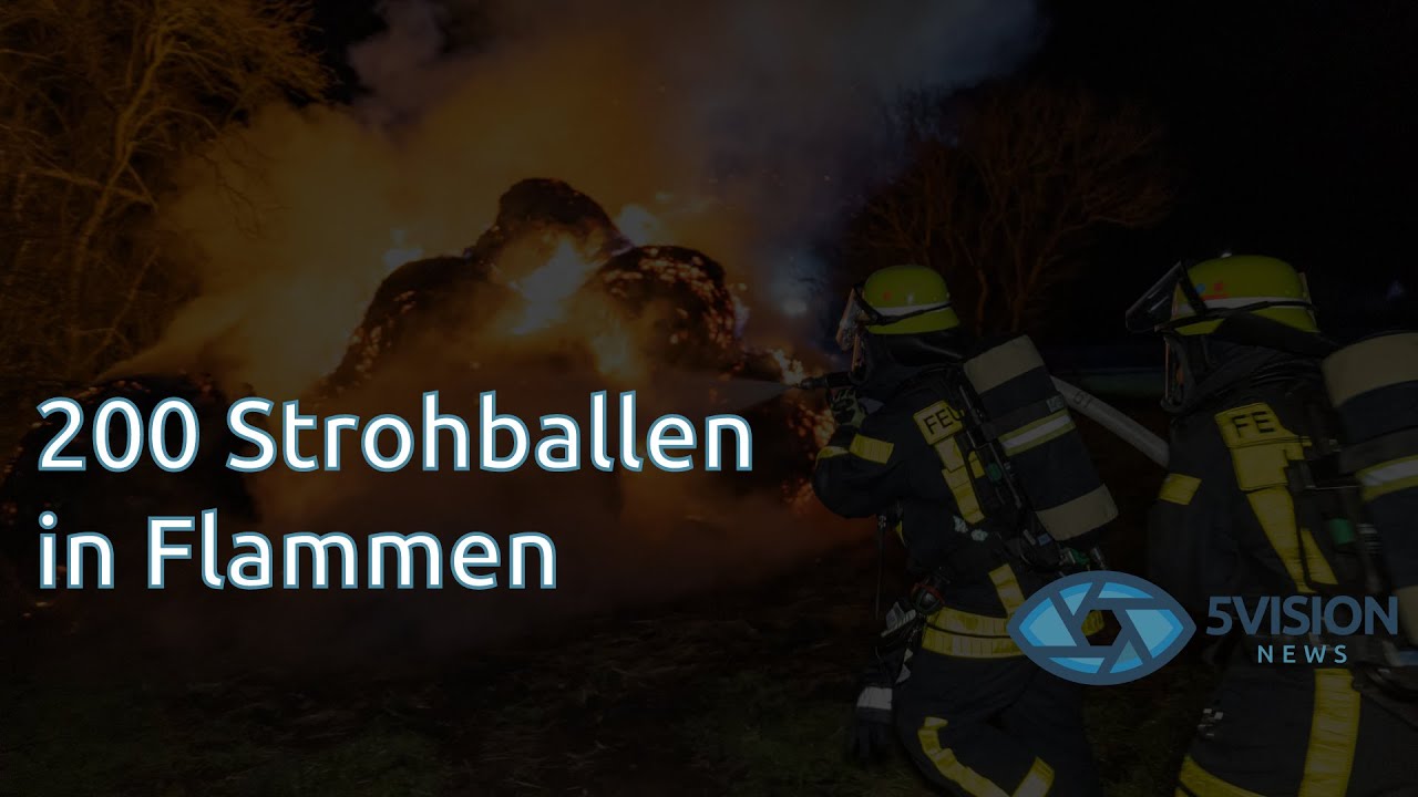 Hanau: Strohballen in Flammen - Feuerwerk vermutlich ursächlich
