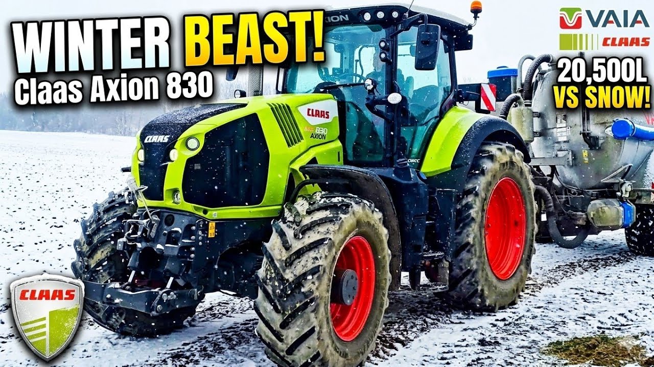 Winter Slurry Transport with Claas Axion 830 and VAIA 20500 L #winter #claas #farmlife #slurry