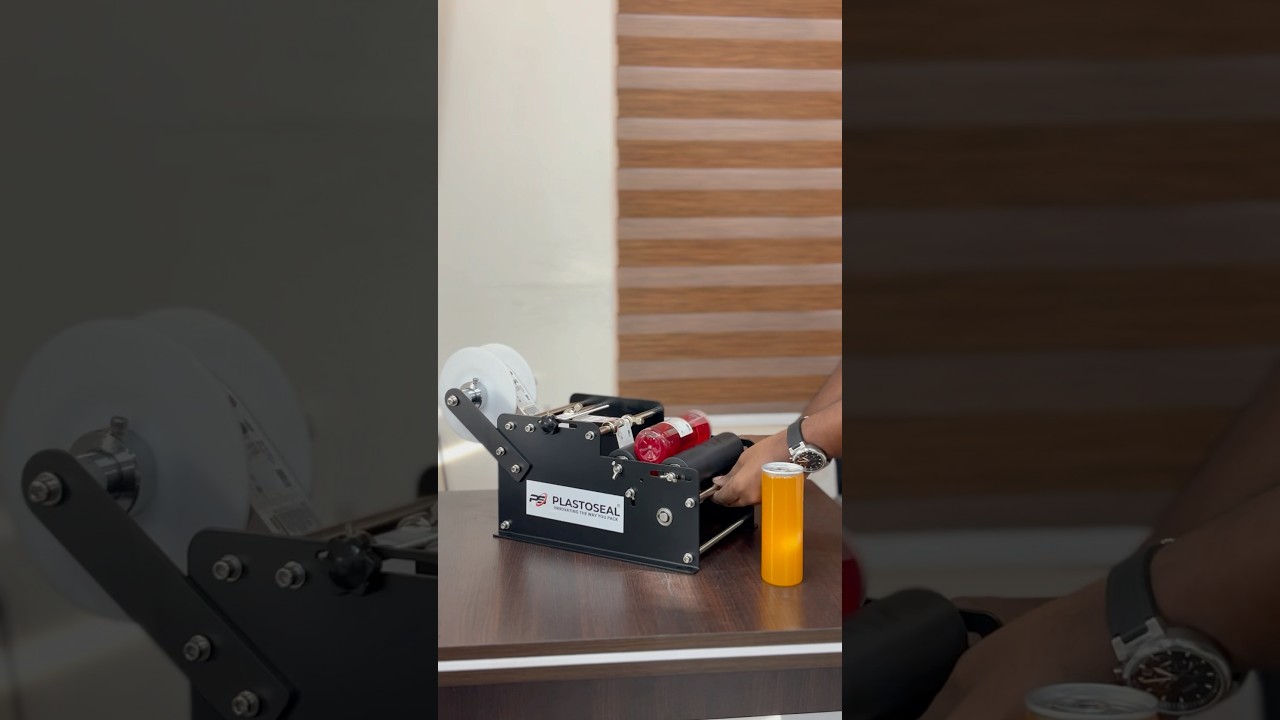 Low Cost Round Bottle Labelling Machine | Manual Sticker Labelling Machine by Plastoseal #labelling