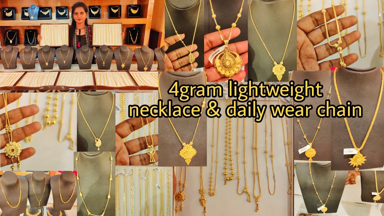 4grams lightweight necklace/daily office wear chain with pendant/fancy designs lowest wastage