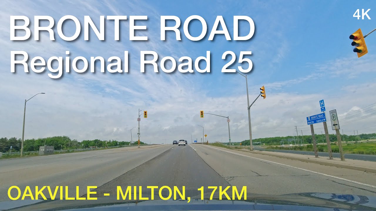 Bronte Road (Regional Road 25) from Oakville to Milton Ontario, 17km