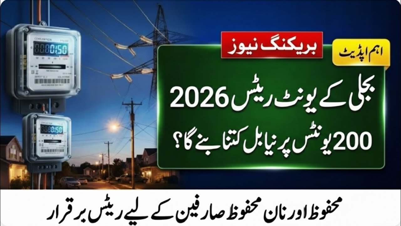 Electricity Unit Rates in Pakistan 2026 for 200 Units Explained Simply || electric bill ke new price