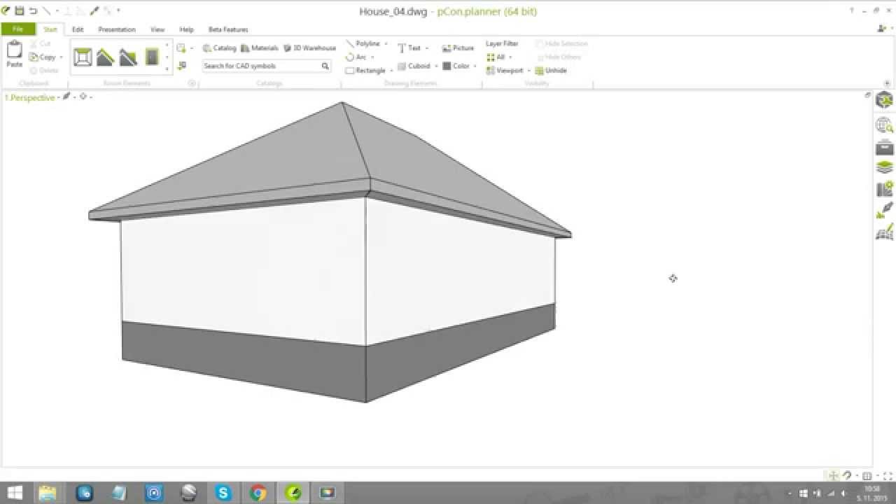 Finishing of simple hip roof in pCon.planner 7.2