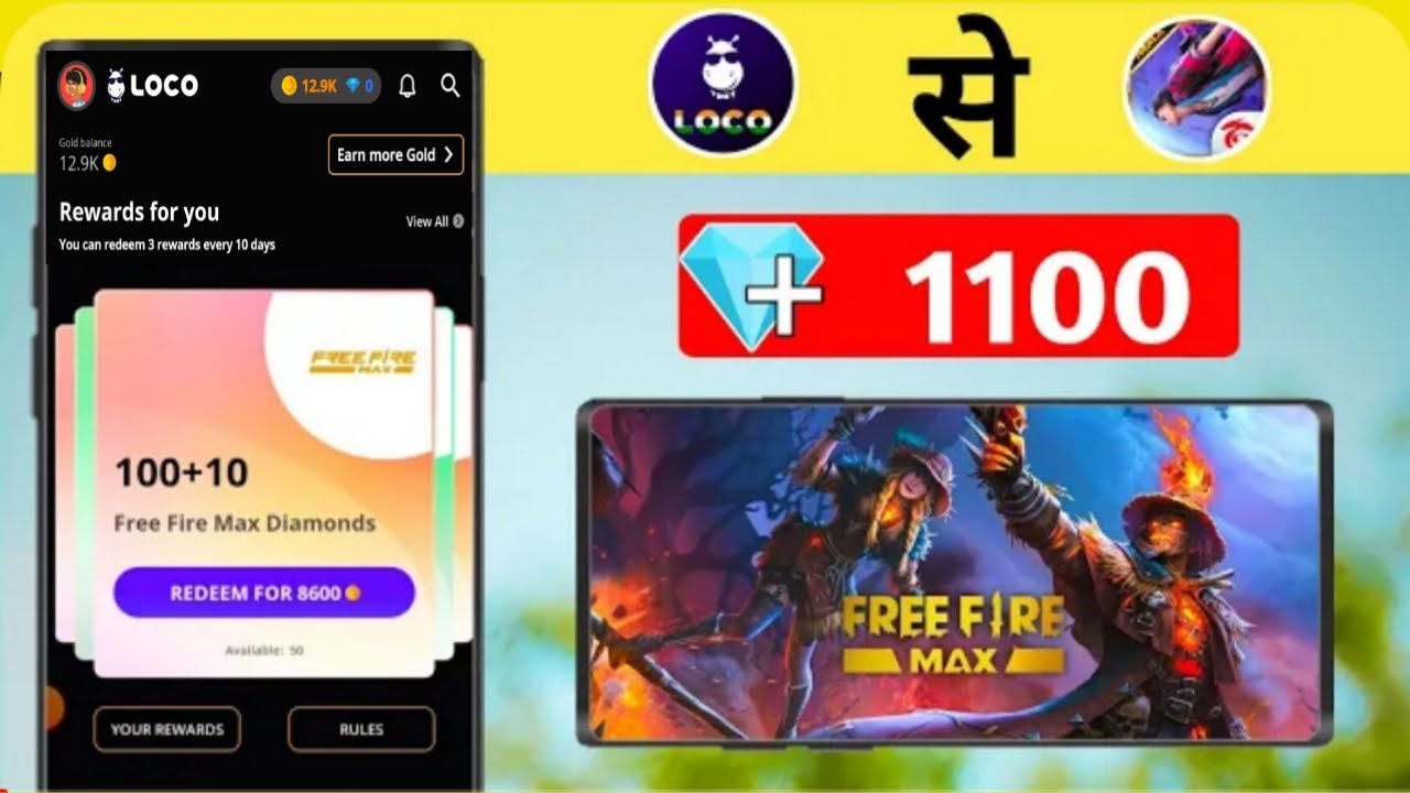 How Redeem Free Fire Max Diamonds From Loco || Free Fire Diamonds Free #loco #diamonds #100+10 #ff