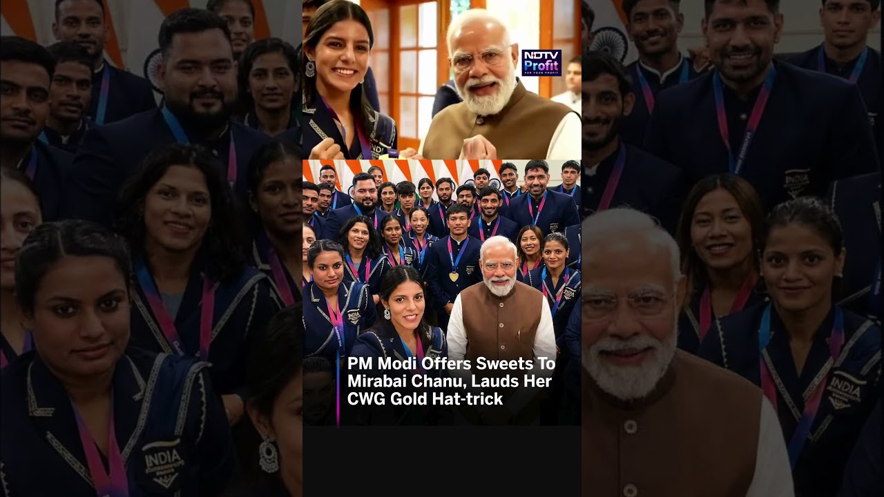 PM Modi Offers Sweets To Mirabai Chanu, Lauds Her CWG Gold Hat-trick #viral #shorts