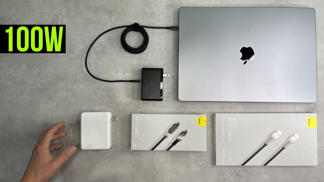 Максимальная скорость зарядки ноутбука: кабели Baseus 100 Вт USB-C (MacBook Pro 16