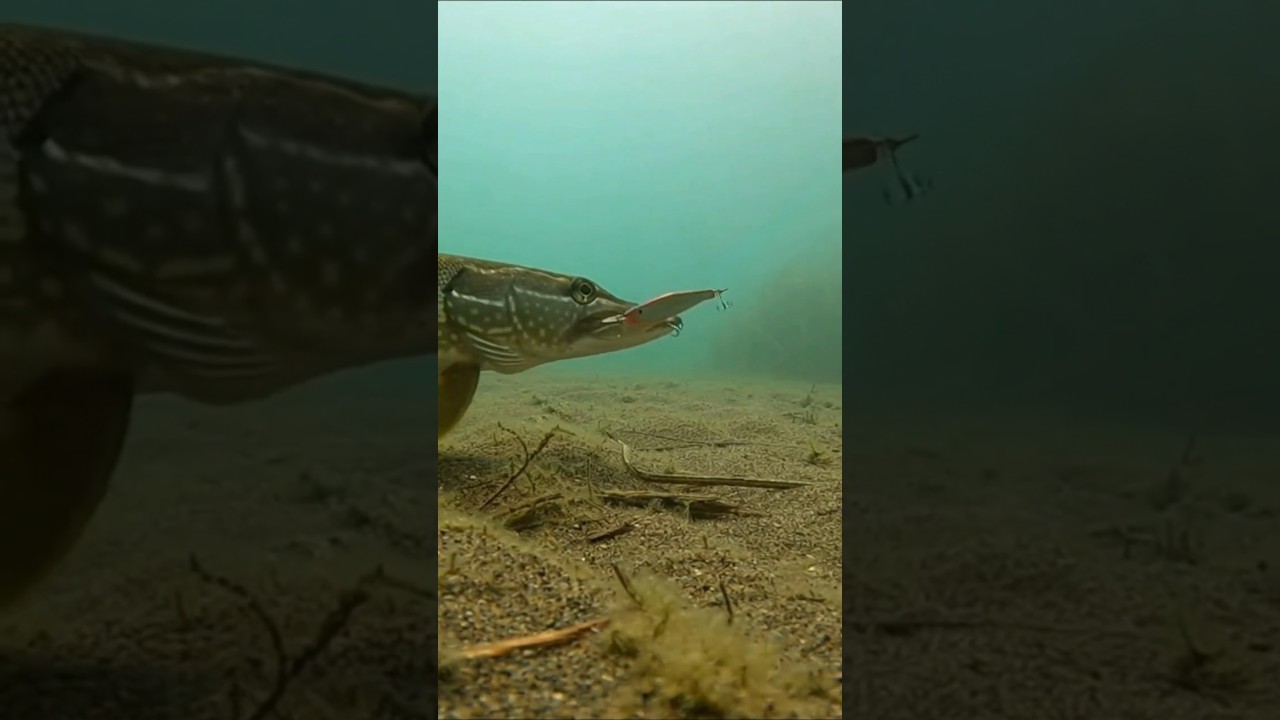 Massive Pike Snaps Lure Apart Underwater #fishing #shorts #pike