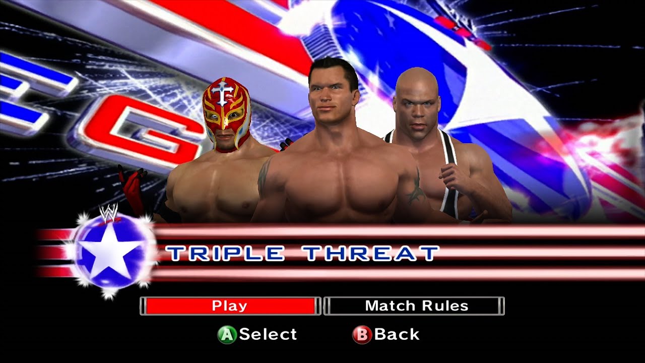 WWE SmackDown VS Raw 2007 Xbox360 - Рей Мистерио против Курта Энгла против Рэнди Ортона - Тройная...