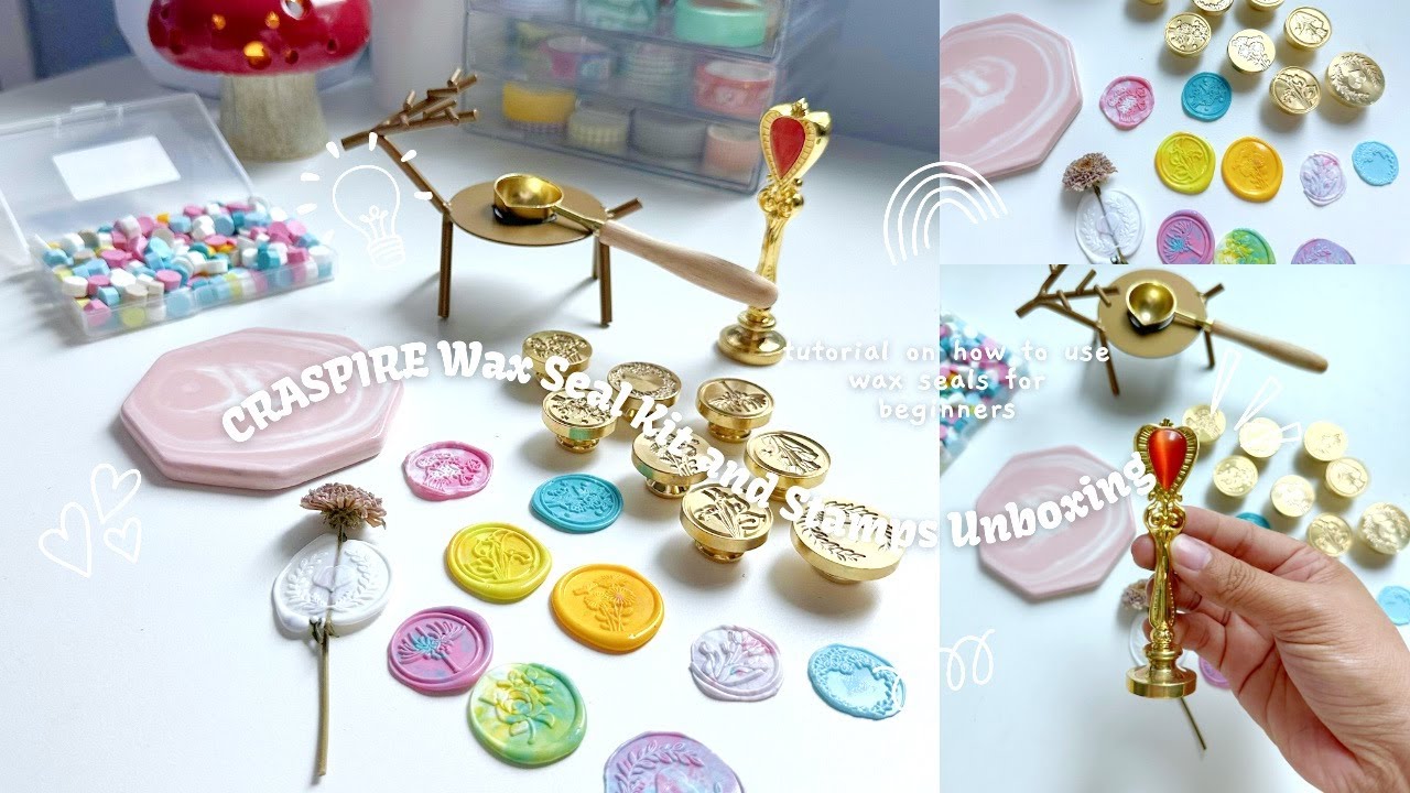 CRASPIRE Wax Seal Kit and Stamps Unboxing + tutorial on how to use wax seals for beginners 💖