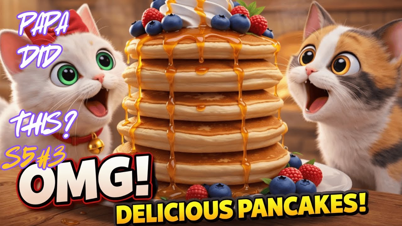 A Cute Cat Story: Papa Cat Stays Up All Night! 🌙 Making Giant Fluffy Pancakes For Lumi 🥞 (Ep 43)
