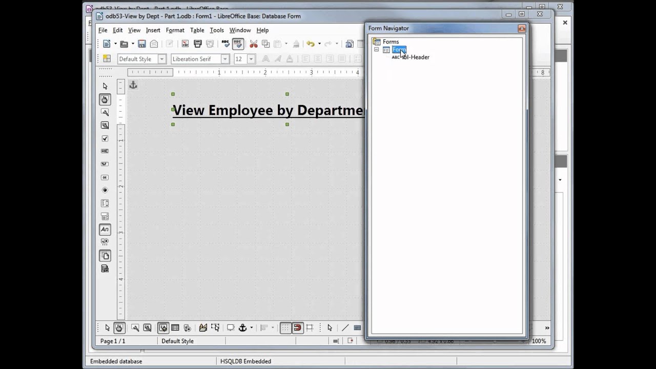 LibreOffice Base (53) View by Department pt. 1