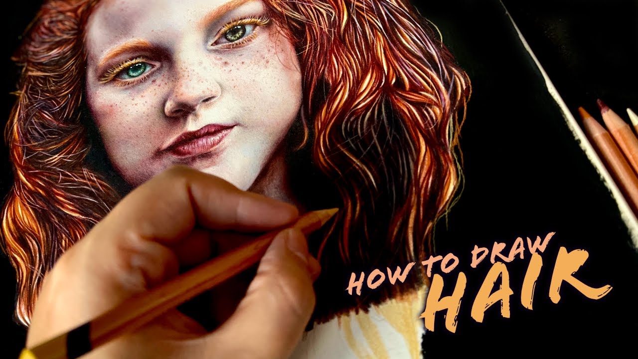 How To Draw Hair With Coloured Pencil | Live Art Tutorial