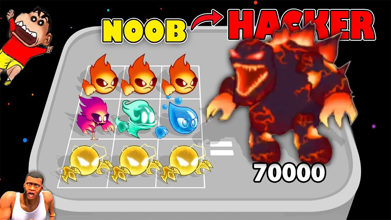 I MERGE WATER and FIRE to fight AIR and EARTH with SHINCHAN and CHOP | ELEMENTAL MERGE