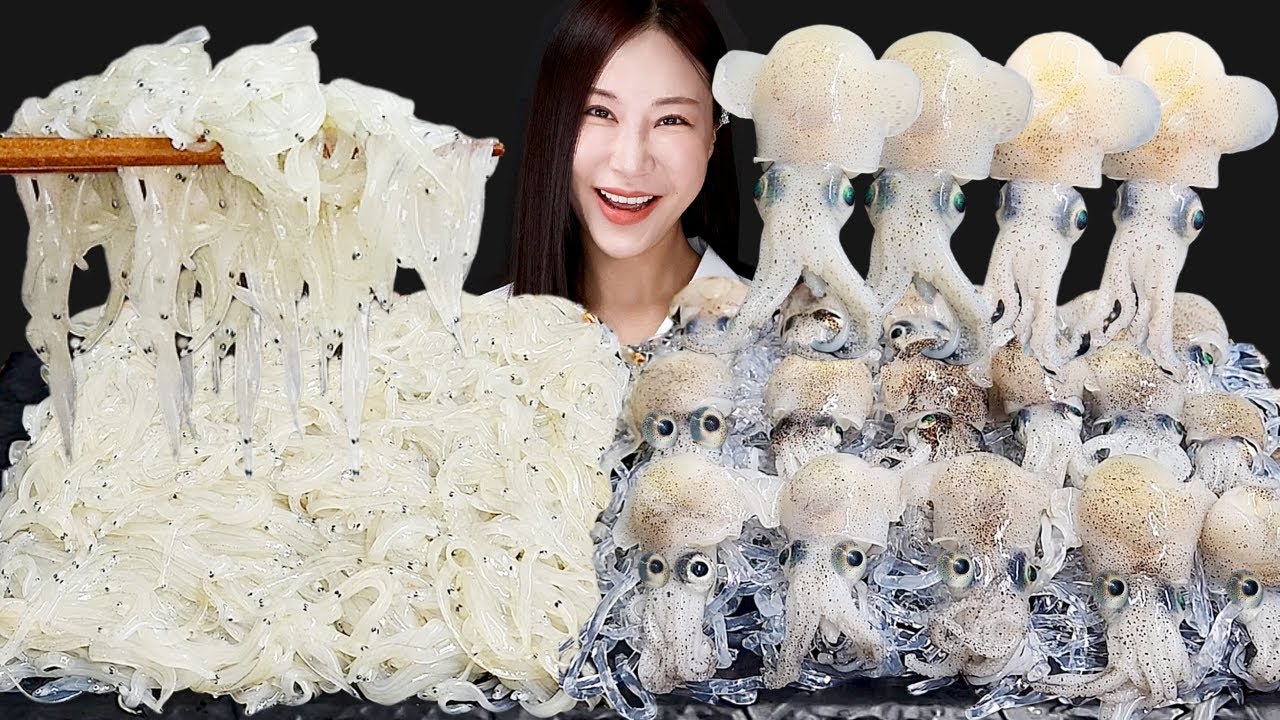 Baby Octopus 🦑+ Самая маленькая сырая рыба 🐟 Mukbang