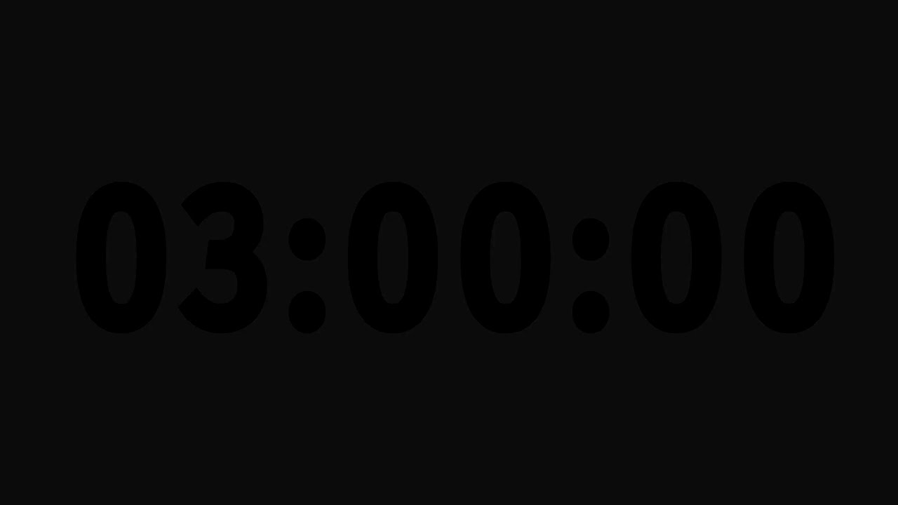 3 Hour Silent Focus Timer 03:00:00 | Minimalist No Sound | Grey Black 3 Hours long Timer