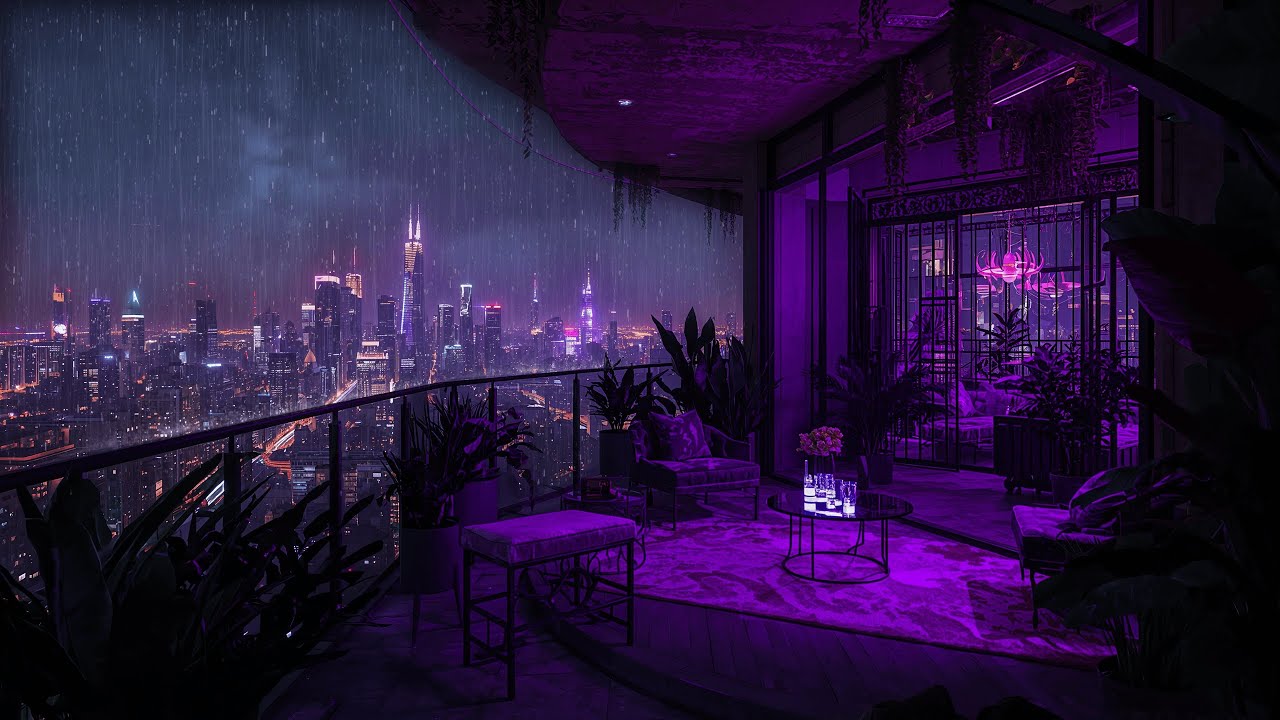 Shibuya After Dark – Lofi Rain, Luxury Neon Balcony & Night City | 4K