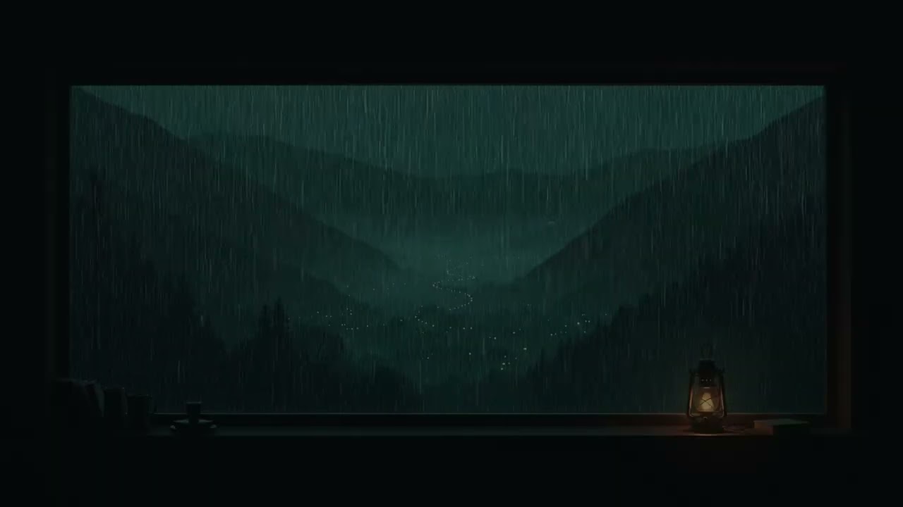 Midnight Rain Filling Dark Cozy Room for Deep Rest