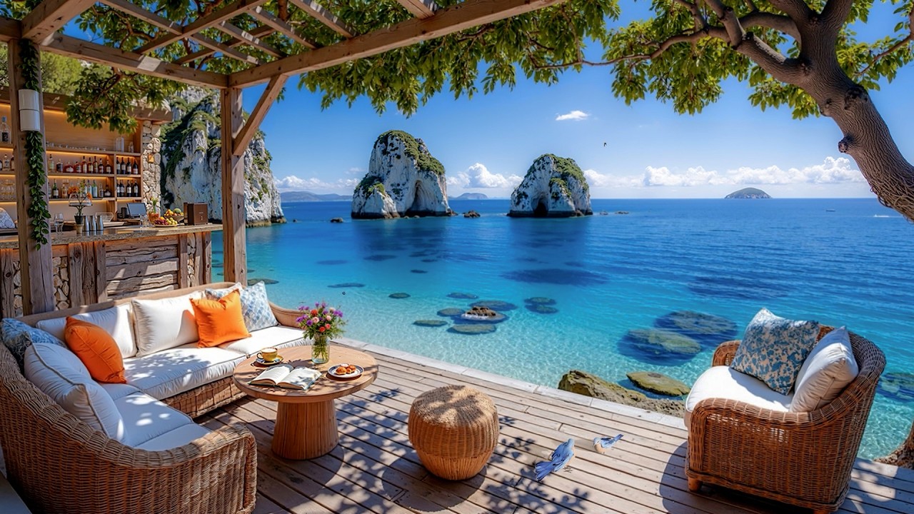 Upbeat Morning Jazz & Relaxing Bossa Nova Music ⛱ Elegant Beach Cafe Ambience for Great Moods