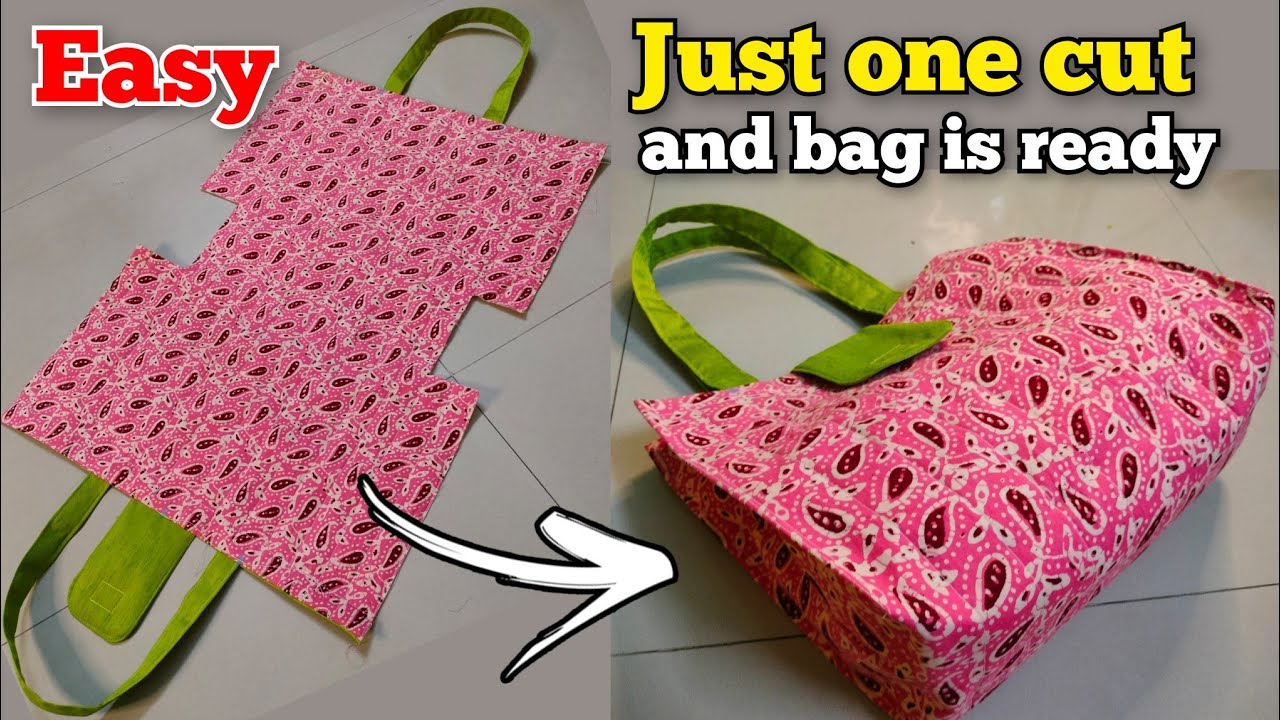 5 मिनट में बनाये खुबसूरत शॉपिंग बैग - Ladies Bag Cutting and Stitching | Shopping bag making at home