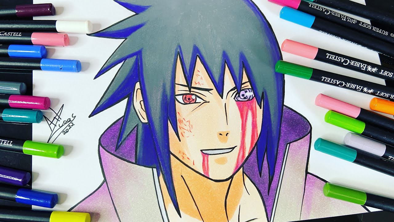 COMO DESENHAR SASUKE / HOW TO DRAW SASUKE Rinne Sharingan (MÉTODO FÁCIL COM ESBOÇO)