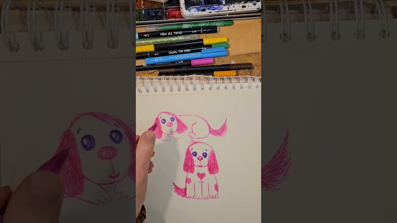 #sweetdog #pink #собачка #легко #fastart #postcard #easyart #kawaii #dog #sweet #kids #sweet 