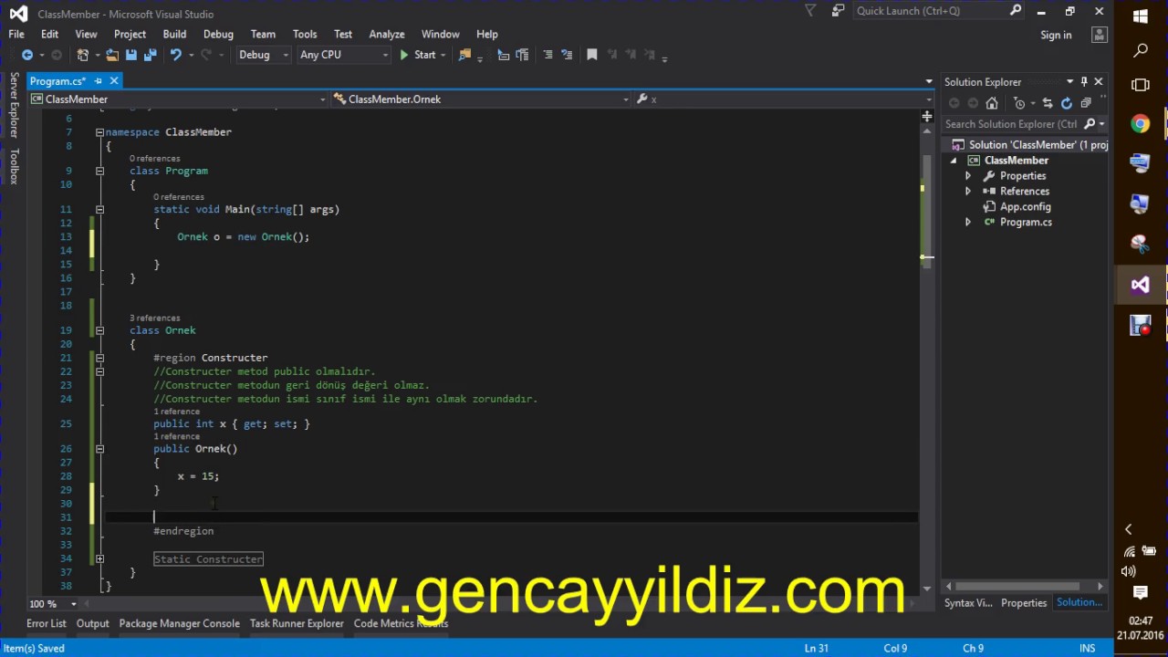 26-) C# Constructer ve Static Constructer