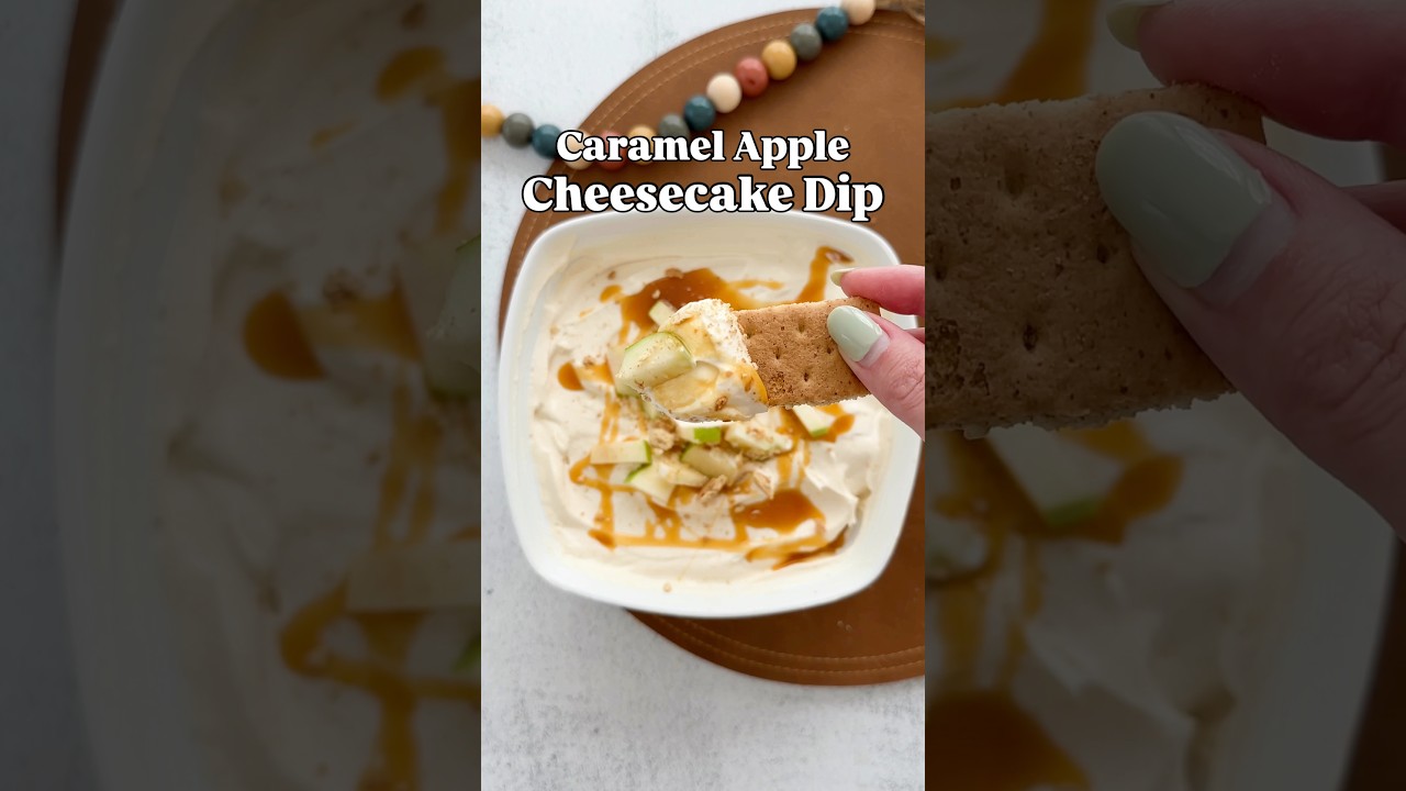 Caramel Apple Cheesecake Dip is 4 ingredients & ready in 5 minutes! #nobakecheesecake #dessertideas