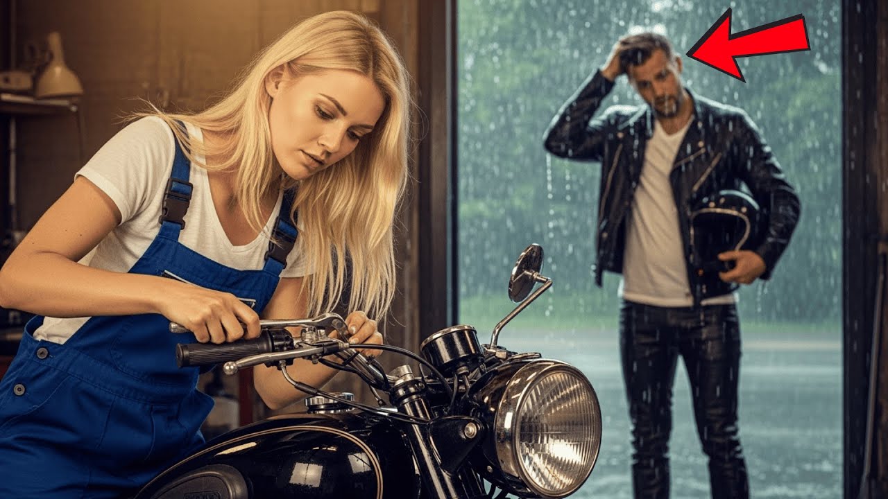 Eine Arme Mechanikerin Reparierte Das Motorrad Eines Mannes — Ohne Zu Wissen, Dass Er Millionär War