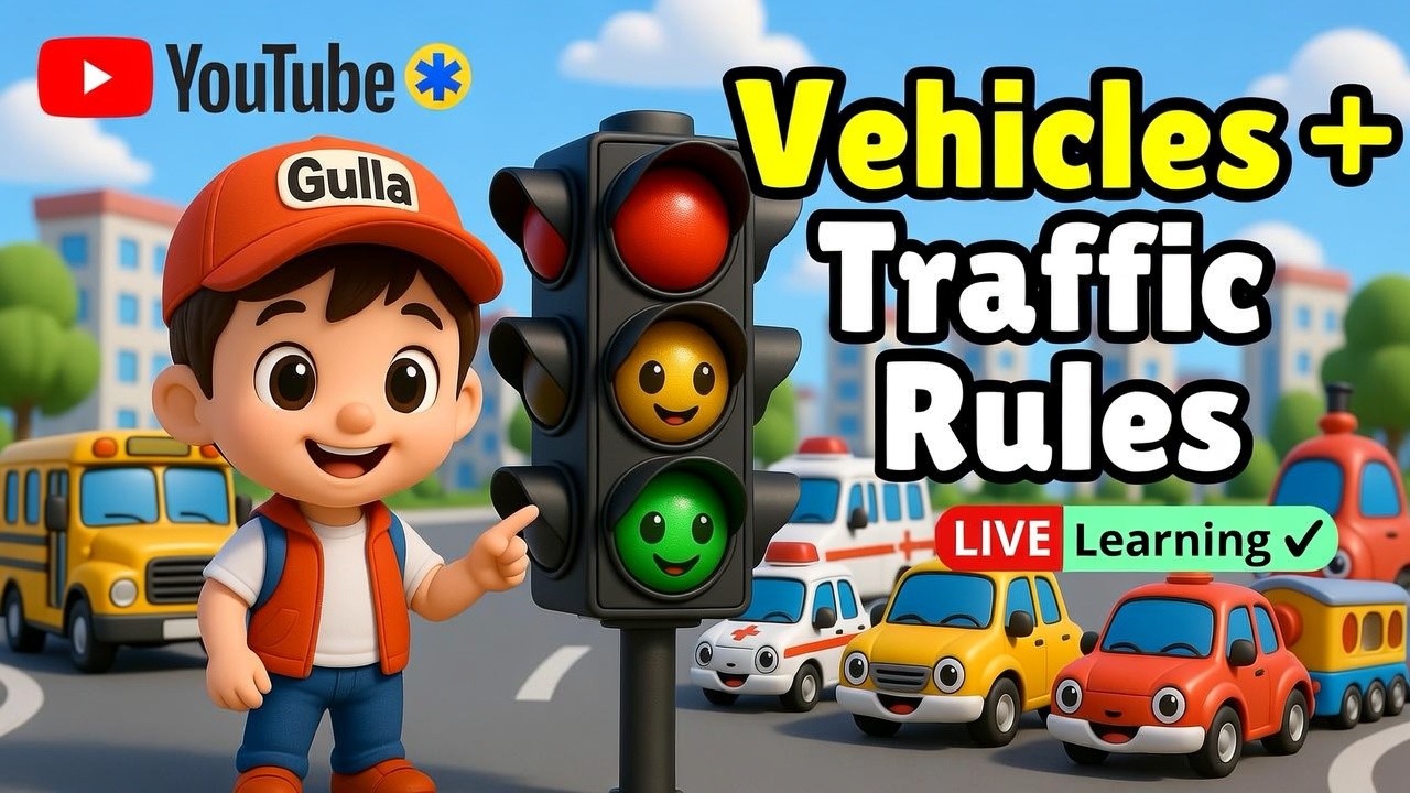Vehicles & Traffic Rules for Kids LIVE 🚦 Fun Learning Animation