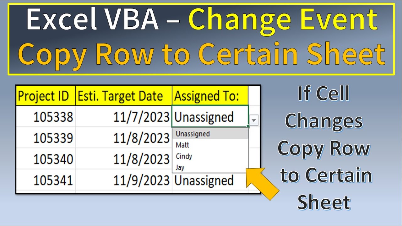 Excel VBA Изменение события Копирование строки на другой лист