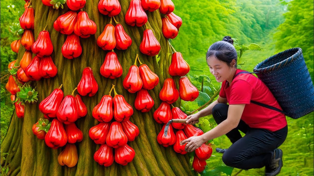 Harvest A Lot Of Bell Fruit Climb Tall Tree on Rainy Day Goes to Market Sell | Susan Daily Life