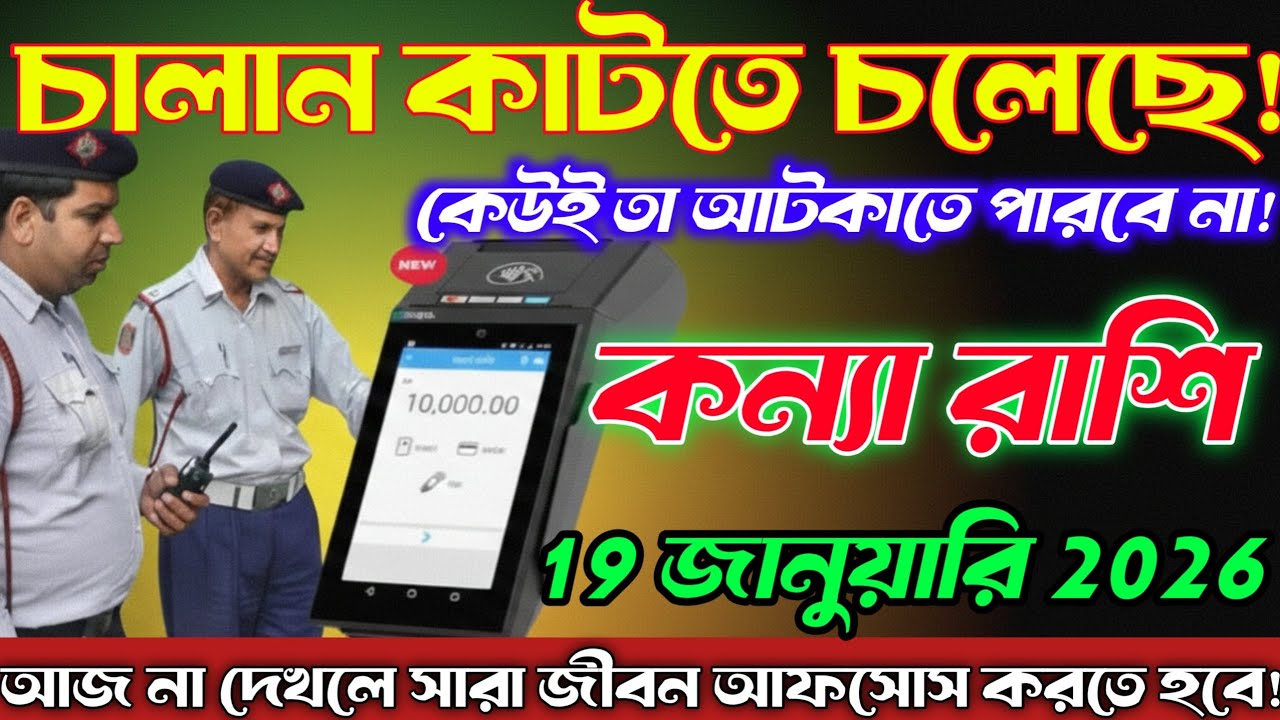 কন্যা রাশি♍19 জানুয়ারি 2026চালান কাটতে পারে—কেউই তা আটকাতে পারবে না! সাবধান থাকুন।Kanya Rashi