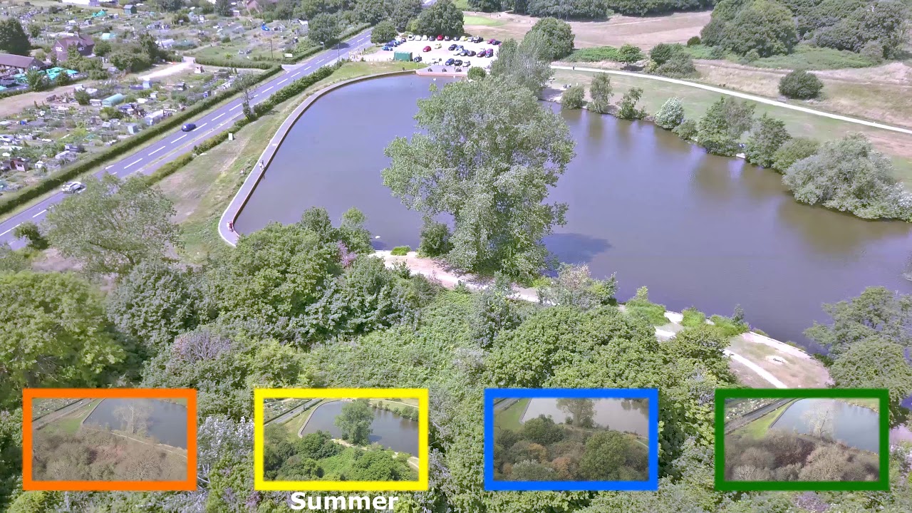 4 Seasons overlay of Earlswood lakes, Reigate, Surrey